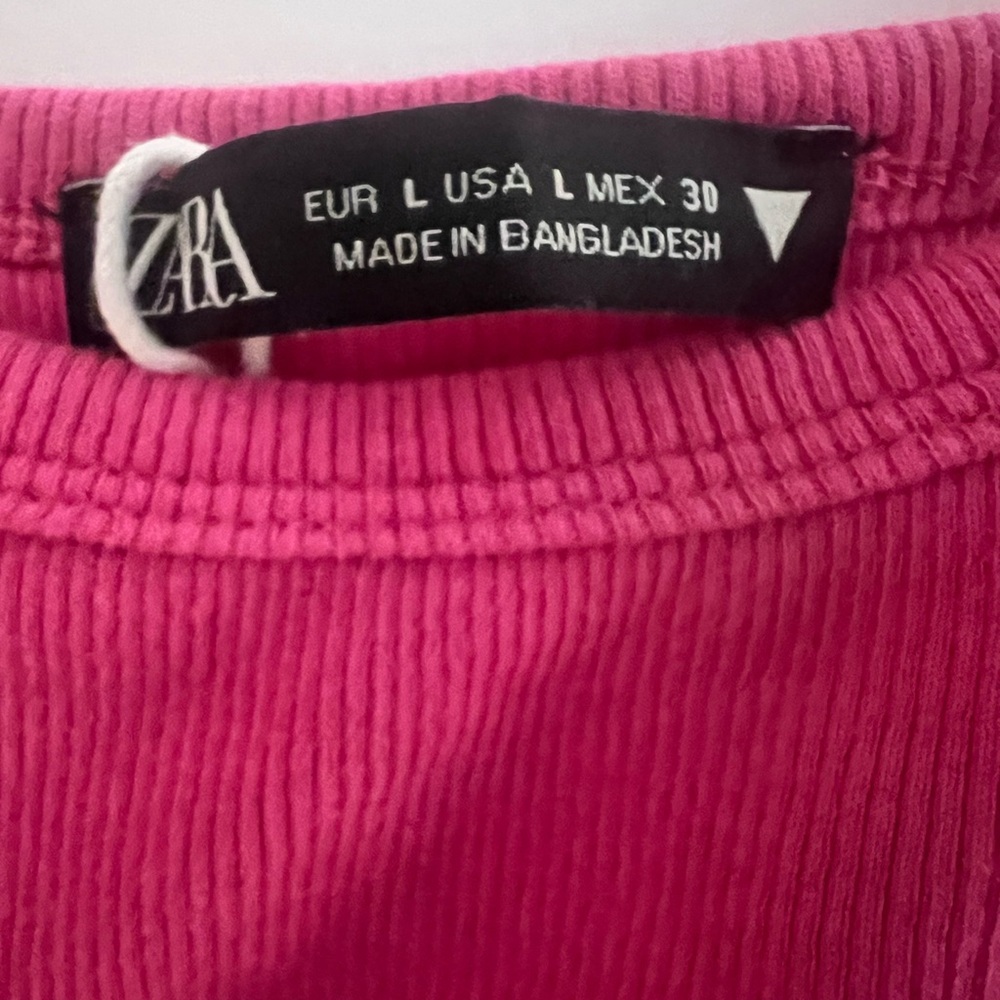 Zara Pink Ribbed Crop Top Size Large - Picture 4 of 6